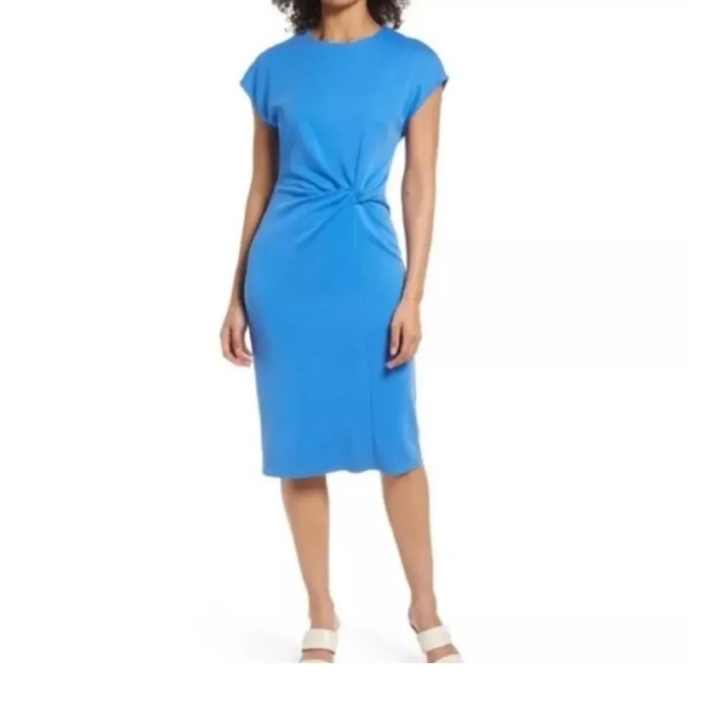 Nordstrom - Gorgeous blue twist front knot sheath dress